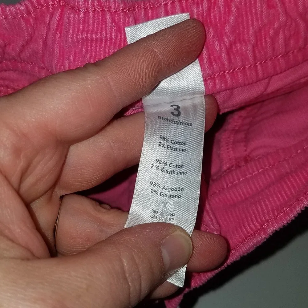 Carter's Solid Pink Corduroy Pants Baby Girl 3 Months Infant